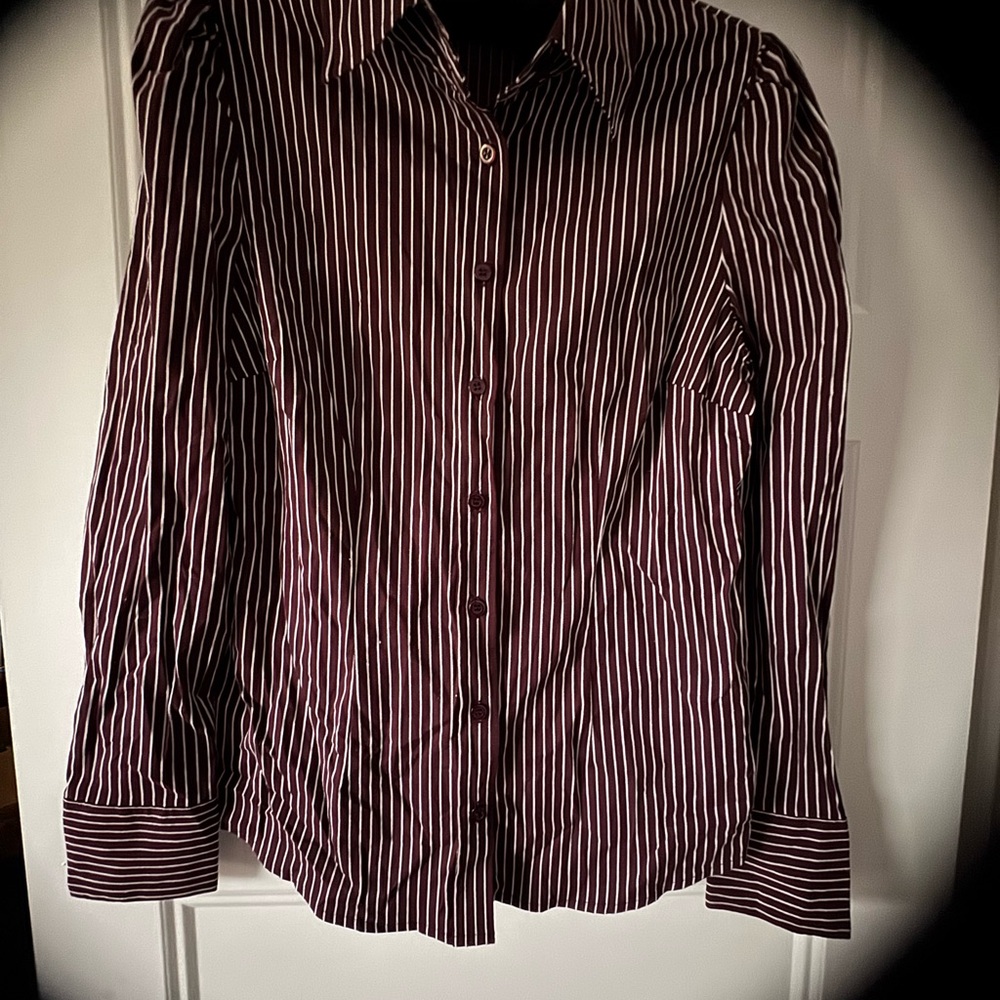 Elegant Burgundy Striped Women's Blouse